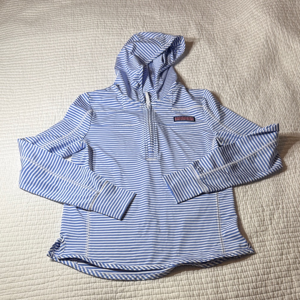 Vineyard vines Blue and White Striped Hoodie for girls size M